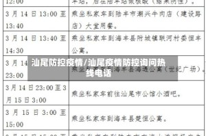 汕尾防控疫情/汕尾疫情防控询问热线电话